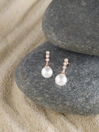 Women's Cubic Zirconia & Pearl Brass Stud Earrings