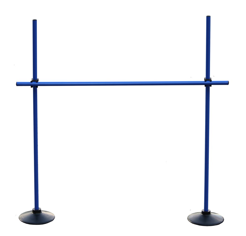 haie d'entraînement: 3 Jalons en Plastique 160 cm, 2 Pieds en Caoutchouc, 2 rotules pivotantes (360 degrés), Couleur: Bleu – 3X 160b 2X VG 2X 2S