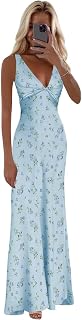 Satin Bridesmaid Dresses Long Halter Silk Prom Dress for Teens 2025 Corset Cocktail Dress Floral Blue Size4