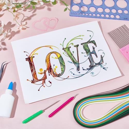 WEBEEDY Kit de quilling de papel DIY LOVE para o Dia dos Namorados para adultos, kit de fabricação d