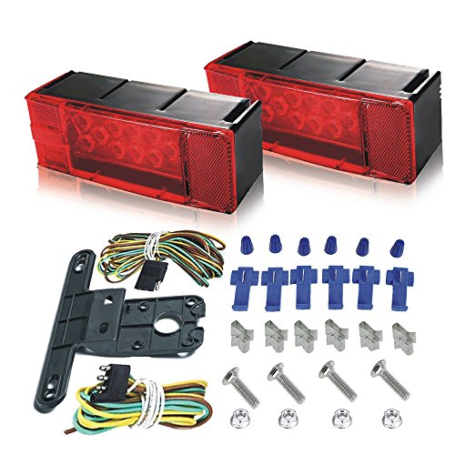ZoarC LED Trailer Light Kit - 12V Submersible Low Profile LED Tail/Stop/Turn/Running Lights with License Plate Bracket & 4-Pin Wiring Harness for Trailer RV Truck Marine Boat Camper