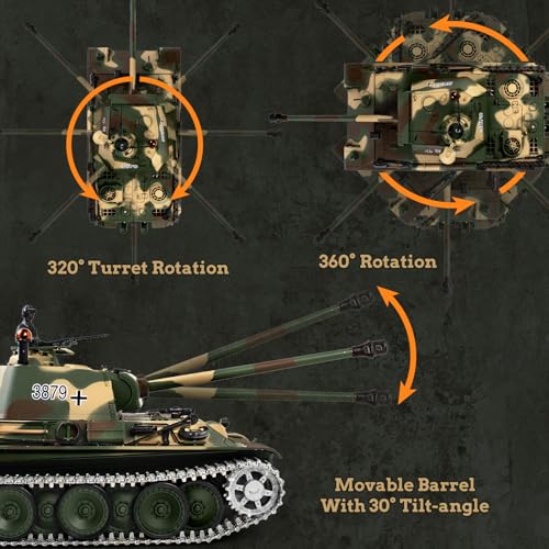 Image of 1 /16 RC Tank, Heng Long German Panther Type G RC Battle Army Toy with Smoke, Sound, Lights, 2.4G Remote Control Tank That Shoot with Upgraded Metal Tracks, Idler and Sprocket Wheel, Steel Gearbox