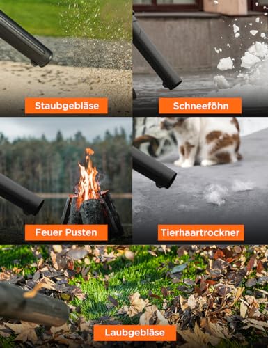 LiTHELi Litheli Laubbläser mit Akku Bürstenloser Laubbläser mit Turbolader 180km/h Luftgeschwindigkeit-15,85m³/min Luftdurchsatz,Geeignet für Gartenpflege,Rasenpflege und Schneeräumung (ohne Akku) - Designansicht 6 | Akku-Gartengeräte