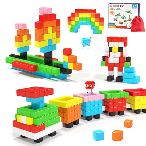 Image of Hiwawind 40pcs Magnetic Blocks -Ideal Gifts for 3 4 5 6 Year Old,STEM Learning Toys for 3-5 Year Old Boys & Girls, Safe & Strong Building Blocks with ASMR Sounds,Classroom Must Haves