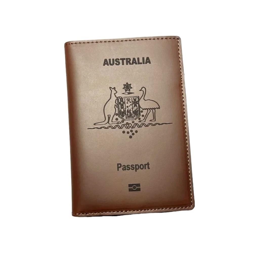 Fundas de cuero personalizadas para pasaporte australiano, funda para pasaporte australiano, cartera de viaje, accesorios de viaje de cuero completo, Sin nombres, Talla única