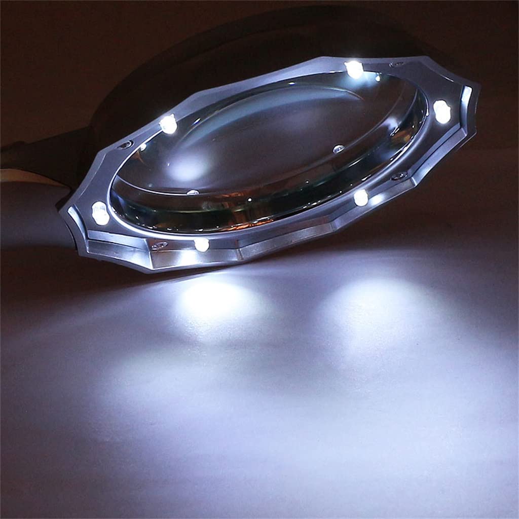 Tragbare Vergrößerungsbrille mit Licht, Taschenlupe mit 6 Leuchten für Sehbehinderte, Lesehilfe – Die Neue