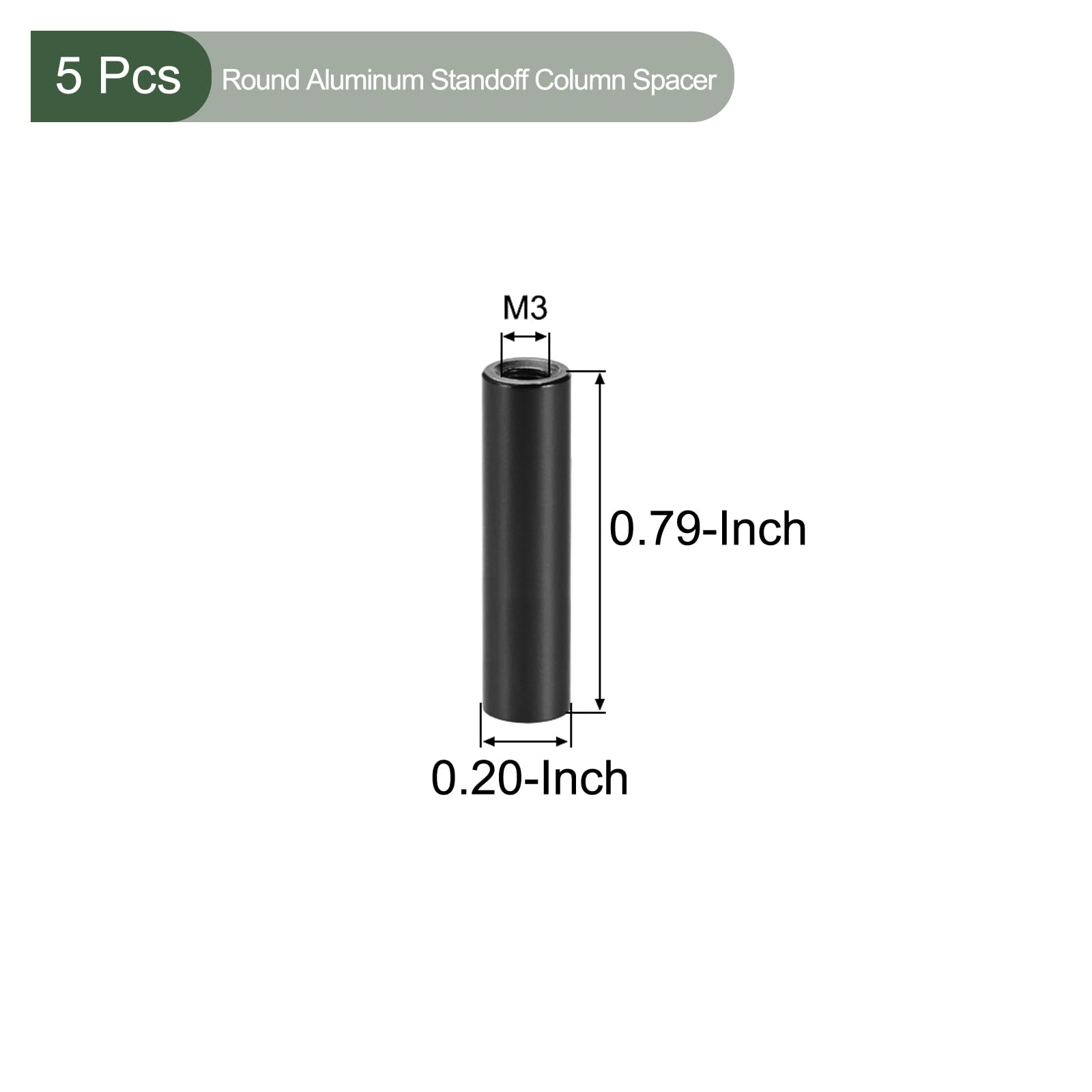 YOKIVE 5 Pcs Standoff Spacer, Aluminum Round Straight Spacer, Black, 20mm - Image 2