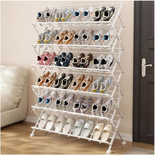 Étagère chaussures métal pliable portable à structure robuste sans montage fastidieux - 2