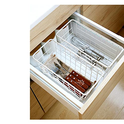 Hanging Kitchen Baskets Adhesive Sturdy Wire Storage Baskets With Kitchen Food Pantry Bathroom Shelf Storage No Drilling Wall Mounted,White,4 Pack #TOP5