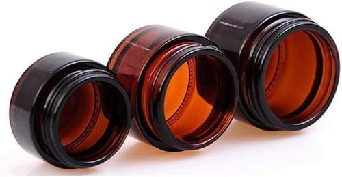 Miniatura 2 de 2 frascos de maquillaje recargables de vidrio marrón de 0.7 fl oz0.7 onzas con forros y tapa negra con tornillo, crema facial vacía, bálsamo labial,