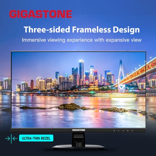 Image of Gigastone 27 inch IPS LED Back Light Monitor 100Hz FHD 1920 x 1080,178WideView,Frameless, Dual Monitor, MPRT 1ms, Built-in Speakers, Eye Care Technology, Ergonomic Tilt VESA Mount, HDMI VGA