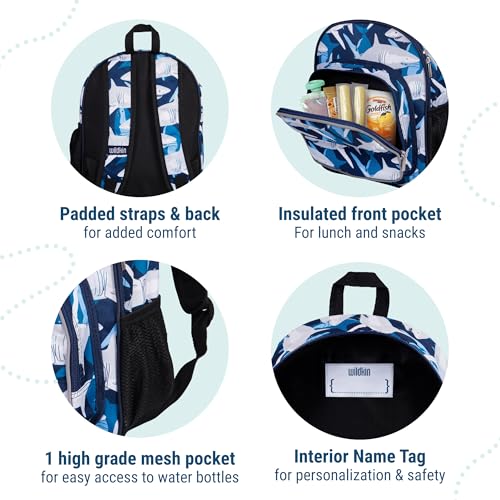 Image of Wildkin Kids 12-Inch Toddler Backpack - Lightweight School Bag for Daycare & Travel, Ages 3-7, Sharks, 12 x 10 x 4.5 inches, 12-inch Backpack Boys