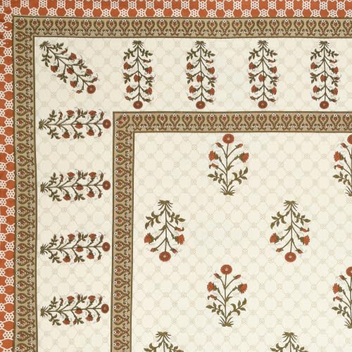 Image of 300 TC 100% Pure Cotton Bedsheet for Double Bed King Size (90x108) inch, Jaipuri Print Double Bedsheet with 2 Pillow Covers, Premium Printed Flat Bed Sheet