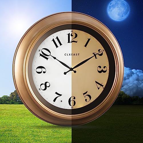 Clxeast 18 Inch Glow In The Dark Wall Clock For Living Room Decor, Farmhouse Luminous Lighted Wall Clock, Smart Decorative Silent Wall Clock Large,Antique Brushed Gold #TOP17