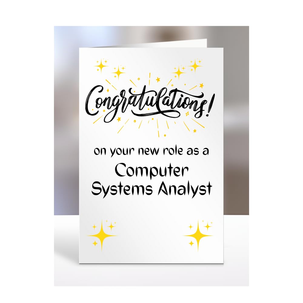 Congratulations on your new role as Computer Systems Analyst card, for men, women, colleague, boss, manager, supervisor, friend, gifts or presents, A5-222a_176 — image 1