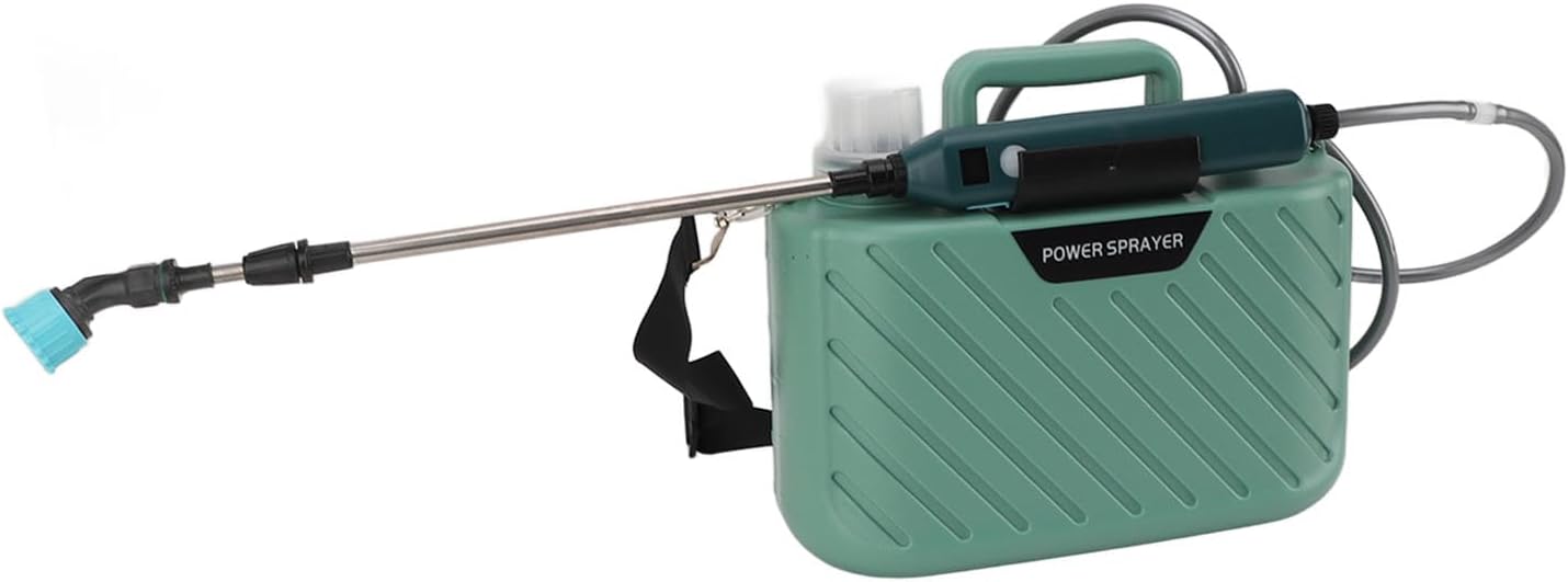 Lawn Water Sprayer, Retractable Wand 5L Versatile Garden Sprayer Battery Powered Scale Marking with Adjustable Shoudler Strap 3 Nozzles for Car Washing (Green)