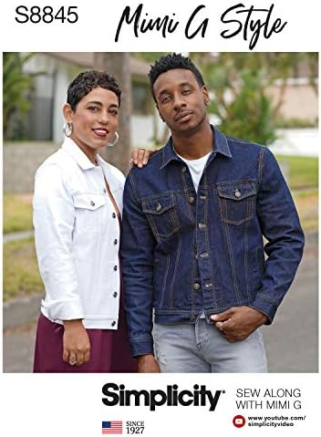 Simplicity Pattern S8845 Unisex Jean Jacket Sewing Pattern Kit by Mimi G Style, Code 8845, Sizes XS-XL