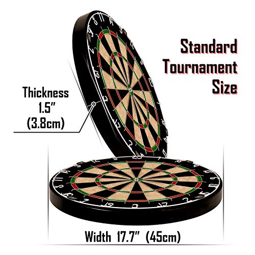 Tian Ma Sisal Bristle Dartboard 17.7X1.5 Staple-Free Bullseye 12 Steel Tip Darts 18G Dartboards Mounting Kits Included #TOP1