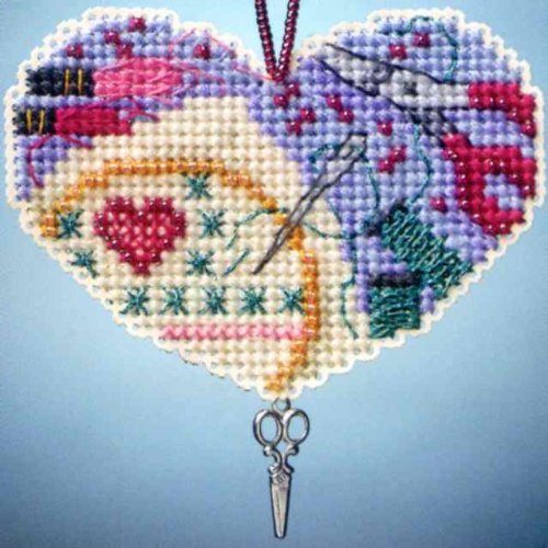 Love Stitching Beaded Counted Cross Stitch Charmed Ornaments Kit Mill Hill 2013 I Love MH163104
