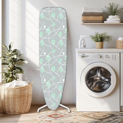 Image of Ironing Board Cover 15x54 Inch- Standard Cotton Cover with Strong Elastic Edge & Stain Resistant Surface (Ellipse-Line, 15 inch x 54 inch)