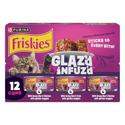 Friskies Purina Glaz'd Infuz'd Wet Cat Food Variety Pack, 12 Count, 5.5 oz - image 1