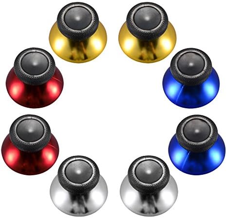 eXtremeRate 4 Pairs Multi-color Chrome Matte Analog Thumbsticks Replacement Thumb Sticks Joysticks for Microsoft Xbox One Standard/Xbox One Elite/Xbox One S/Xbox One X Controller