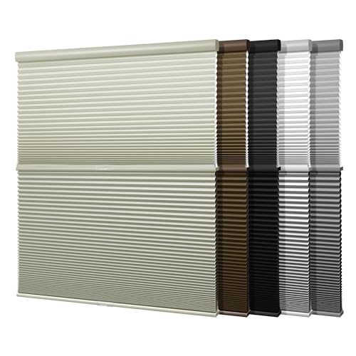 Boolegon Day Night Cordless Cellular Blinds Blackout & Light Filtering 2 Shades in 1 Double Honeycomb Blinds Thermal Insulation Cellular Shades for Windows, Beige, 51" W x 64" H