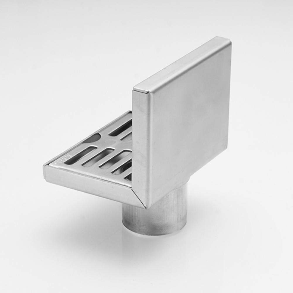 Caniveau de douche mural acier inoxydable évacuation latérale pour balcon d'angle