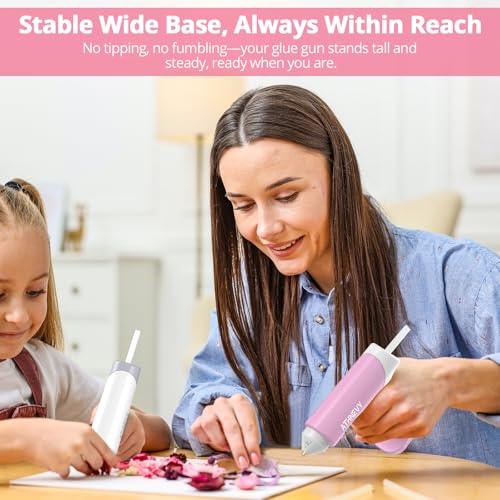 Cordless Hot Glue Gun 4V 20W, 10s Fast Preheat, 30PCS Mini Glue Sticks 7x100mm, Type-C Rechargeable, Anti-Drip, Auto-Off, for DIY Crafts, Repair, Decoration (Pink) - Thumbnail 7