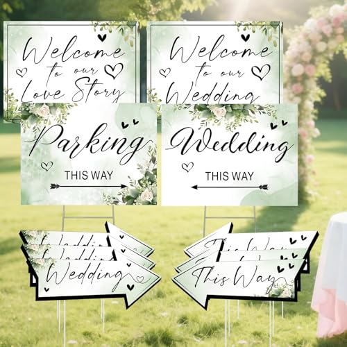 Wedding Welcome Signs for Outdoor Reception Weddings this Way Sign 10 Pack