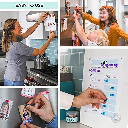 Colorful Push Pin Magnets |56 Pc| Fun Magnetic Push Pins Used For Office Magnets, Whiteboard Magnet, Refrigerator Magnets, Classroom Magnets, Calendar Magnets, Map Magnets & Pictures #TOP6