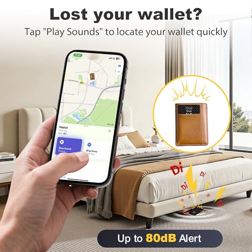 Image of [Apple MFi Certified] 2 Pack Wallet Tracker Card with Apple Find My (iOS Only) Rechargeable Air Tracker Tags Bluetooth Wallet Finder IP68 Waterproof GPS Tracker Item Finder for Keys, Bags, Passport