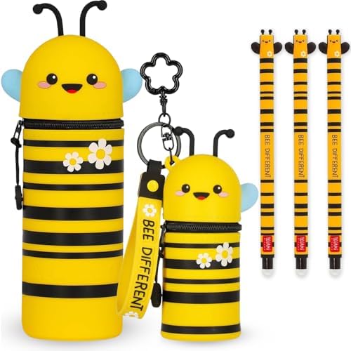 LEGAMI Set of 3 Erasable Gel Pens + 2-in-1 Kawaii Pencil Case + C...
