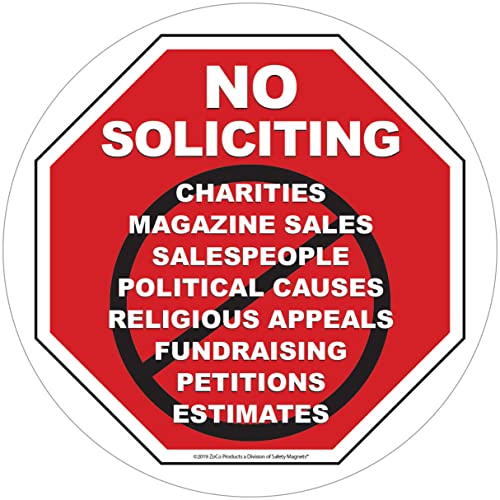 Safety Magnets No Soliciting Vinyl Static Cling Decal | No Trespassers Sticker- for Homes, Offices, Businesses | Modern Door Porch Window Decor Sign | Black & Red | Inside Outside Removable(1, 5 INCH)