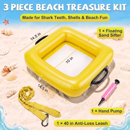 HappyAlley Floating Shark Tooth Sifter for Beach, Sand Sifter Yellow