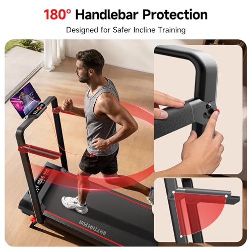 RHYTHM FUN Treadmill with Incline, Walking Pad with Handle Bar,300lbs Walking Pad with APP, Portable Folding Walking Treadmills for Home/Office with Low Noise - Image 4