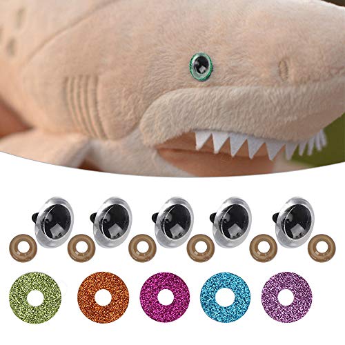 Plastic veiligheidsogen, 100 sets handgemaakte poppenogen met glitterringen voor Amigurumi Puppet knuffeldier en… - Image 3