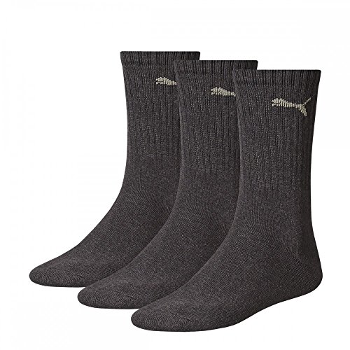 PUMA Crew Chaussettes Homme lot de 3 paires en coton doux noir et blanc