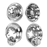 hightall 17 Wheel Simulators, 17' 8 Lug 5 Hand Holes Stainless Steel Hubcaps,Polished Surface,2Pcs Front Wheel/2Pcs Rear Wheel,Bolts On Wheel Cover Set Compatible with 2003-2018 Dodge Ram 3500