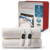 Sunbeam Sleep Perfect Antibacterial Electric Blanket Queen | Fully Fitted, Washable, Auto-Off Timer, Safety Overheat Protection, Dual Controls BLA6351