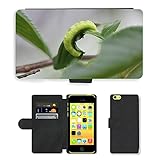 100% ajustement parfait Grand Phone Cases PU LEATHER case coque housse smartphone Flip bag Cover protection // M00141879 Hornworm Insecto verde // Apple iPhone 5C