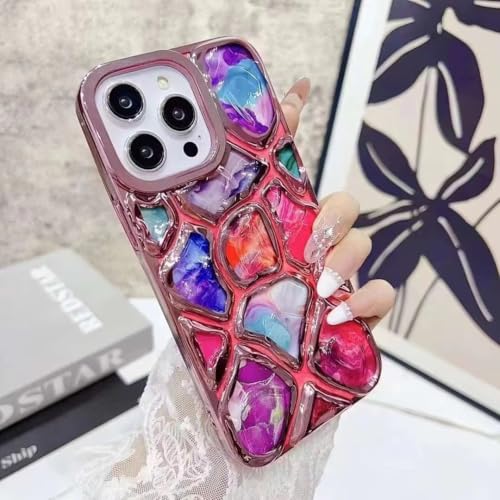 Image of COVERLY for iPhone 14 3D Diamond Cut Glitter Stone Case,Full Protective Luxury Sparkle Cute Shinny Rainbow Bling Soft Silicone Designer Fashion Smart Aesthetic Cover for Apple iPhone 14 (Rose Gold)