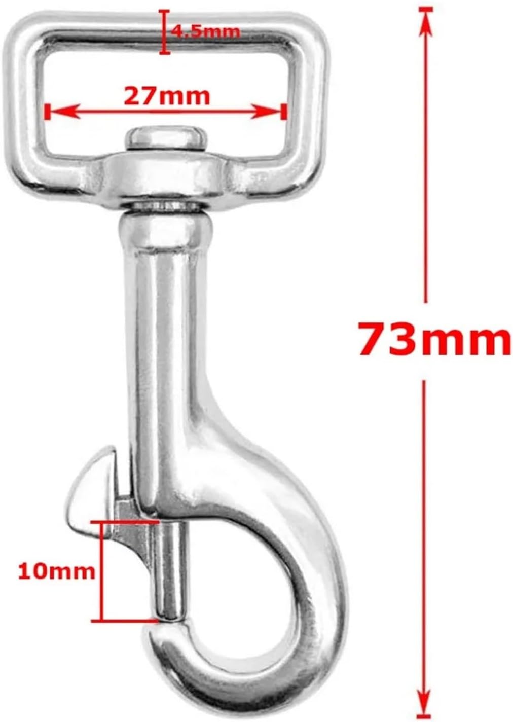 Spring Snap Hook 4PCS 316 Stainless Steel Swivel Snap Hooks Swivel Bolt Snap Leash Spring Hook Buckle Clips Hardware for Straps Dog Collar Harness(73mm)