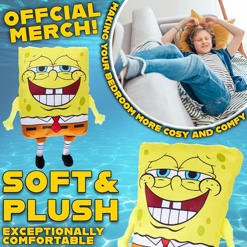Image of Get Trend Spongebob Squarepants Plush Cushion Pillow, Soft Plush Throw Pillow Cute Fluffy Cushion Bedroom Decor, Gifts for Teens, Women (Yellow Spongebob, L13.8 x W11)