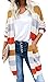 ARJOSA Women's Geometric Color Block 3/4 Sleeve Open Front Cardigan Shirt Top (L, #1 Red)
