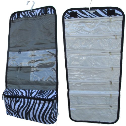 2-piece Hanging Fashionista Accessory Travel Bag Set - 1 Folding Case with Small Pouches (For Jewelry, Coupons, Makeup