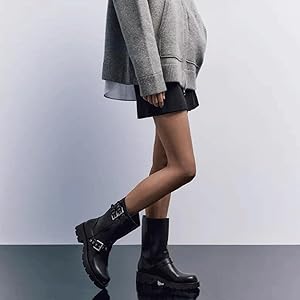 Amazon.com | YIYA Women's Black Motorcycle Mid Calf Biker Boots Amazon.com | YIYA Women's Black Motorcycle Mid Calf Biker Boots