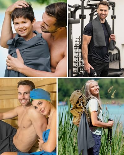 Fit-Flip Microfaser Handtücher - kompakt und leicht – für Reisen, Sport und Strand - Mikrofaser Handtuch schnelltrocknend – als Sauna und Badetuch groß (1x 100x50cm, Cool Grey)