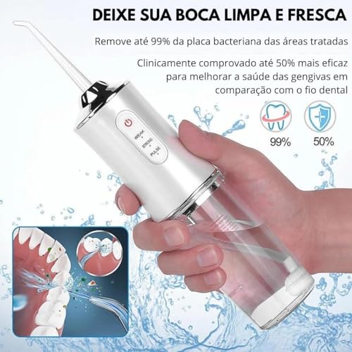 Irrigador Oral Eletrico Portátil Limpeza Bocal Profunda Jato D àgua Supersônico 3 Modos Diferentes D