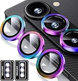 ELEYBTEH 2 Sets Camera Lens Protector for Samsung Galaxy Z Fold 5 5G, 9H Tempered Glass Camera Cover Screen Protector 3D Metal Individual Ring [Case Friendly] [Installation Tray] - Multi-Color